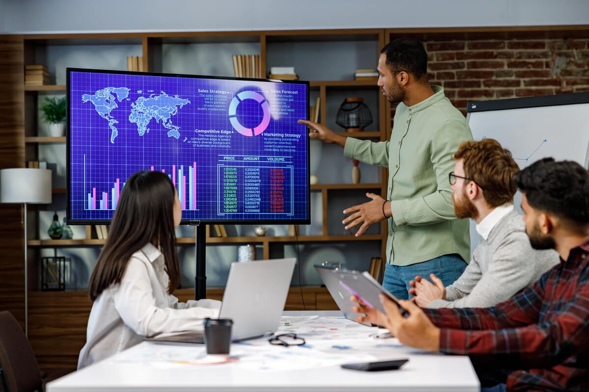 motivated african american businessman having busi TPZWUYN