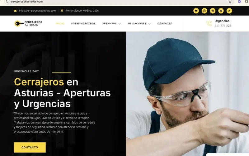 Página de inicio de la web Cerrajeros en Asturias
