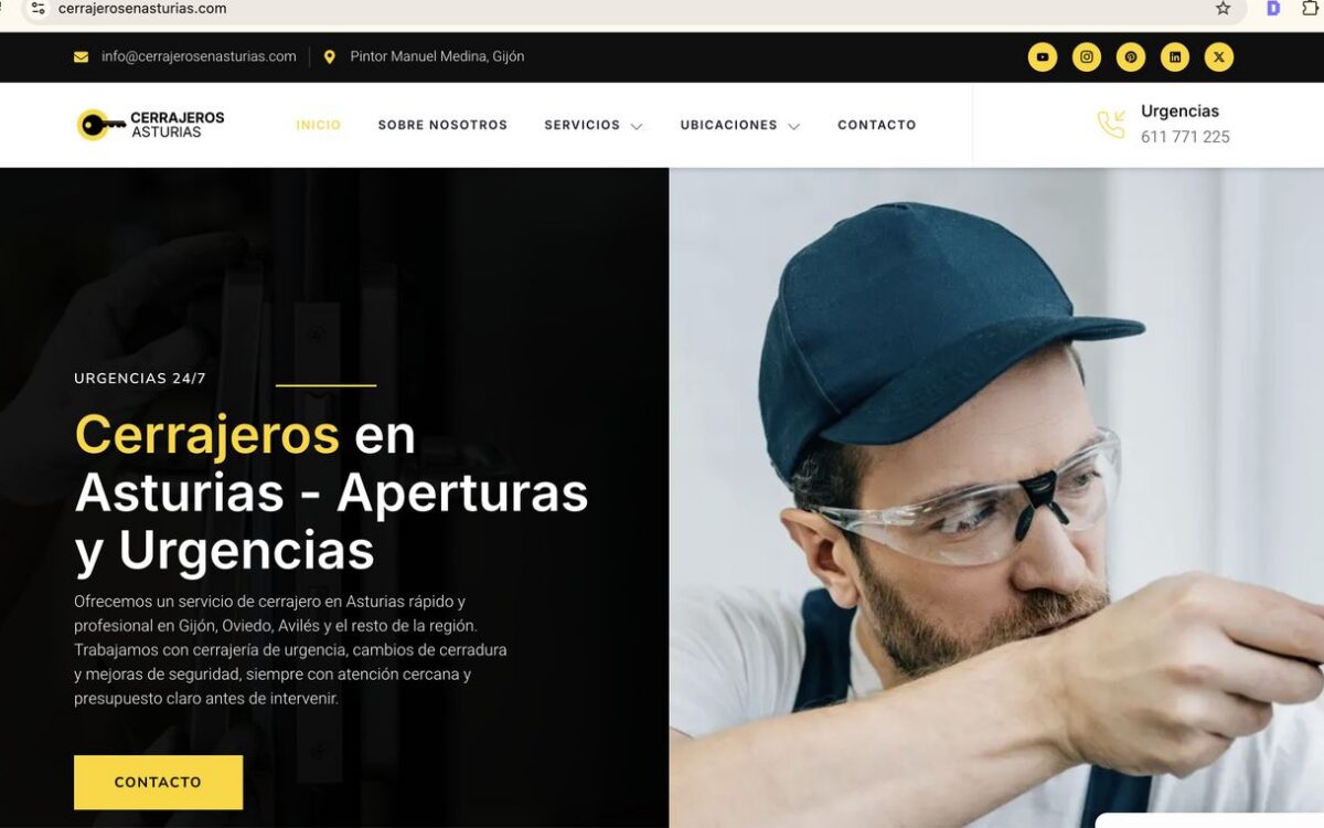 Página de inicio de la web Cerrajeros en Asturias