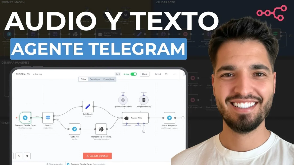 Cómo crear un agente de IA para Telegram que entienda audios y textos (sin código, con N8N) — V3